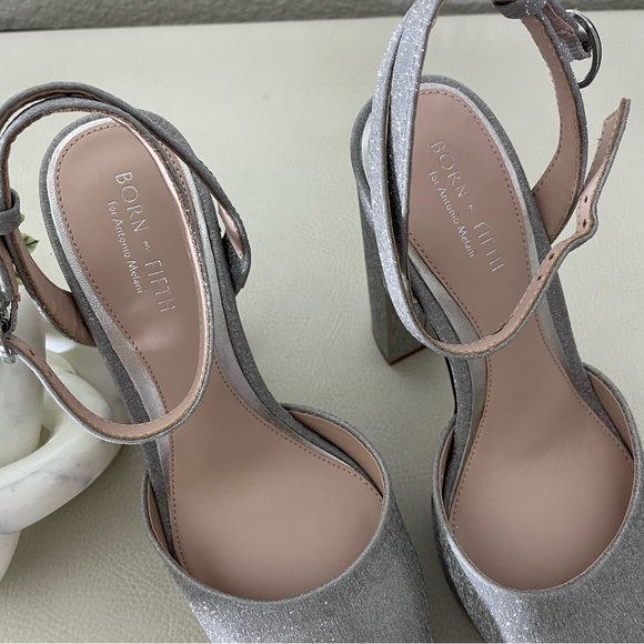 Antonio Melani x Born on Fifth Liv Metallic Glitter Closed Toe Platform Pumps - Picture 10 of 15